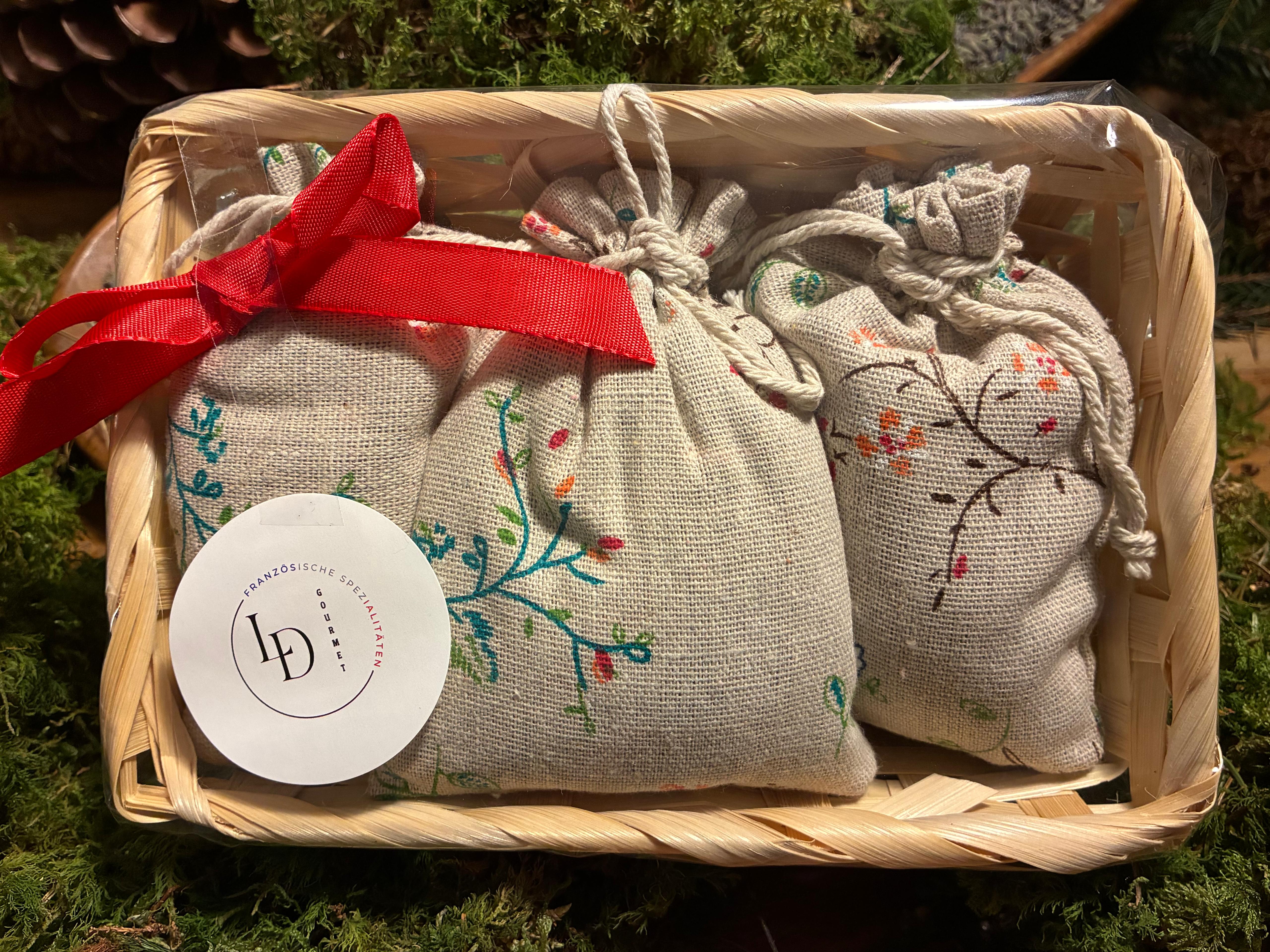 Bio Lavendelsäckchen Provence 30 g – Hellbraun mit Blumenmotiv