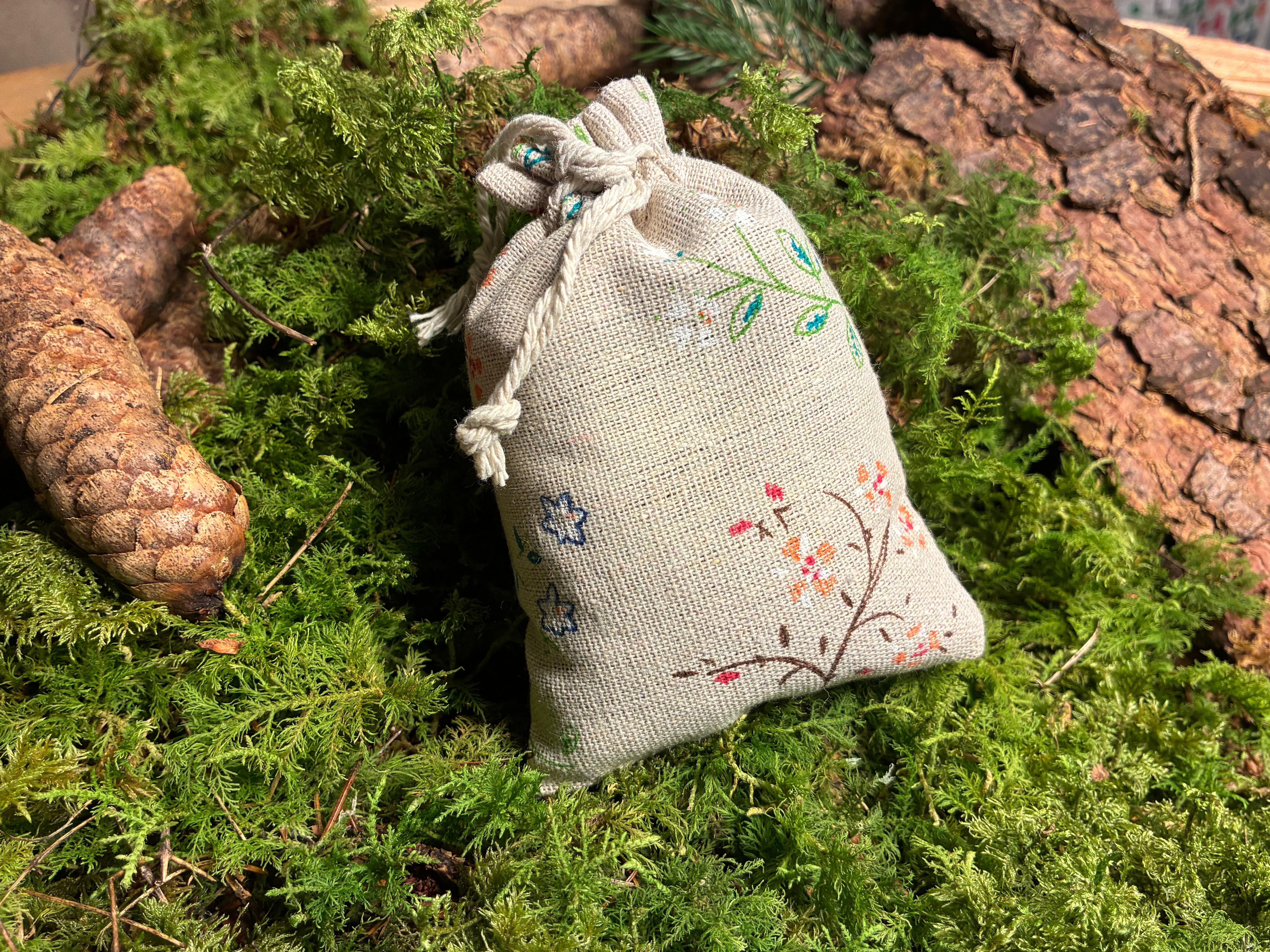 Bio Lavendelsäckchen Provence 30 g – Hellbraun mit Blumenmotiv