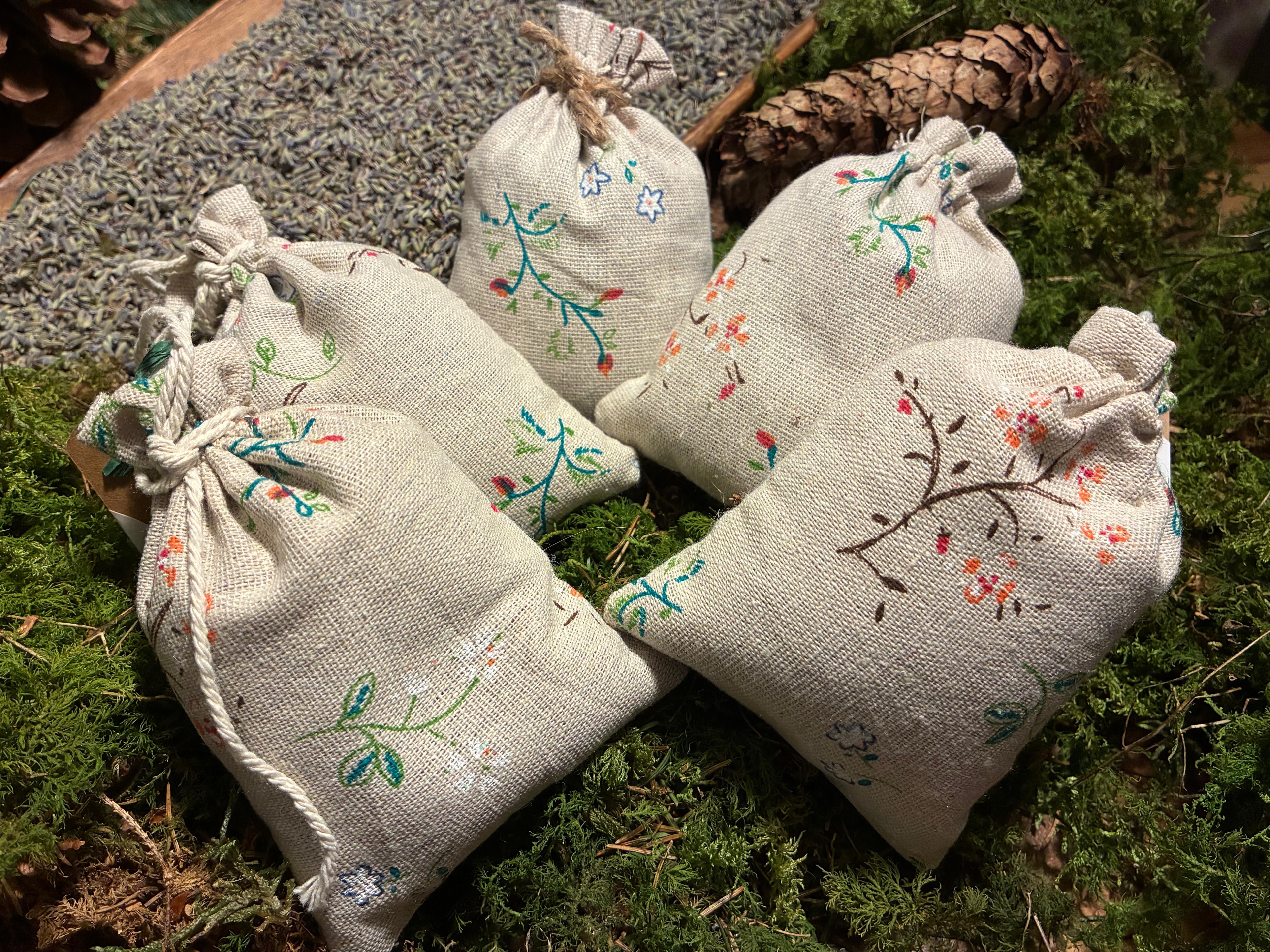 Bio Lavendelsäckchen Provence 30 g – Hellbraun mit Blumenmotiv