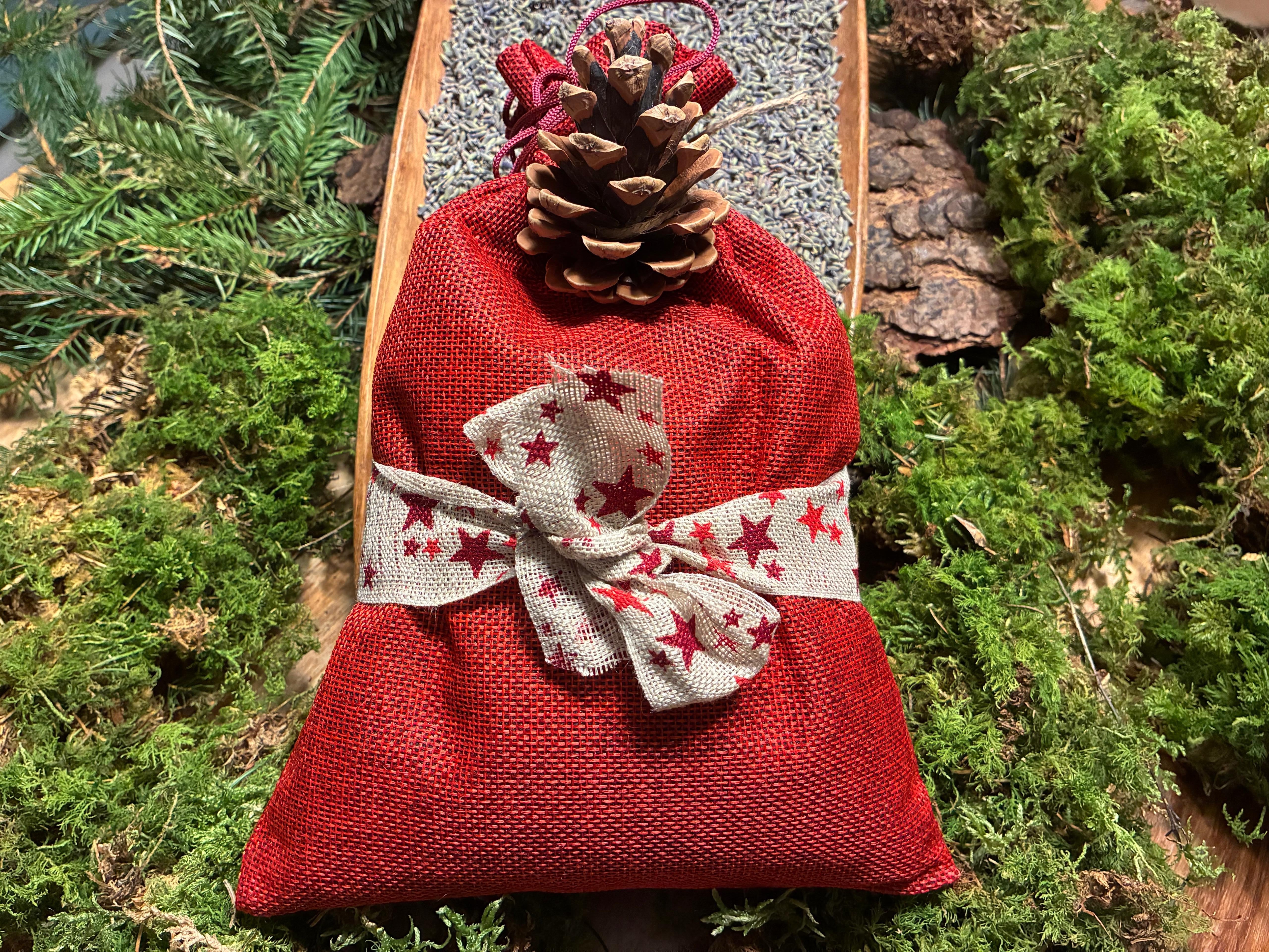 Bio Lavendelsäckchen Provence 200 g – Großer roter Jutesack