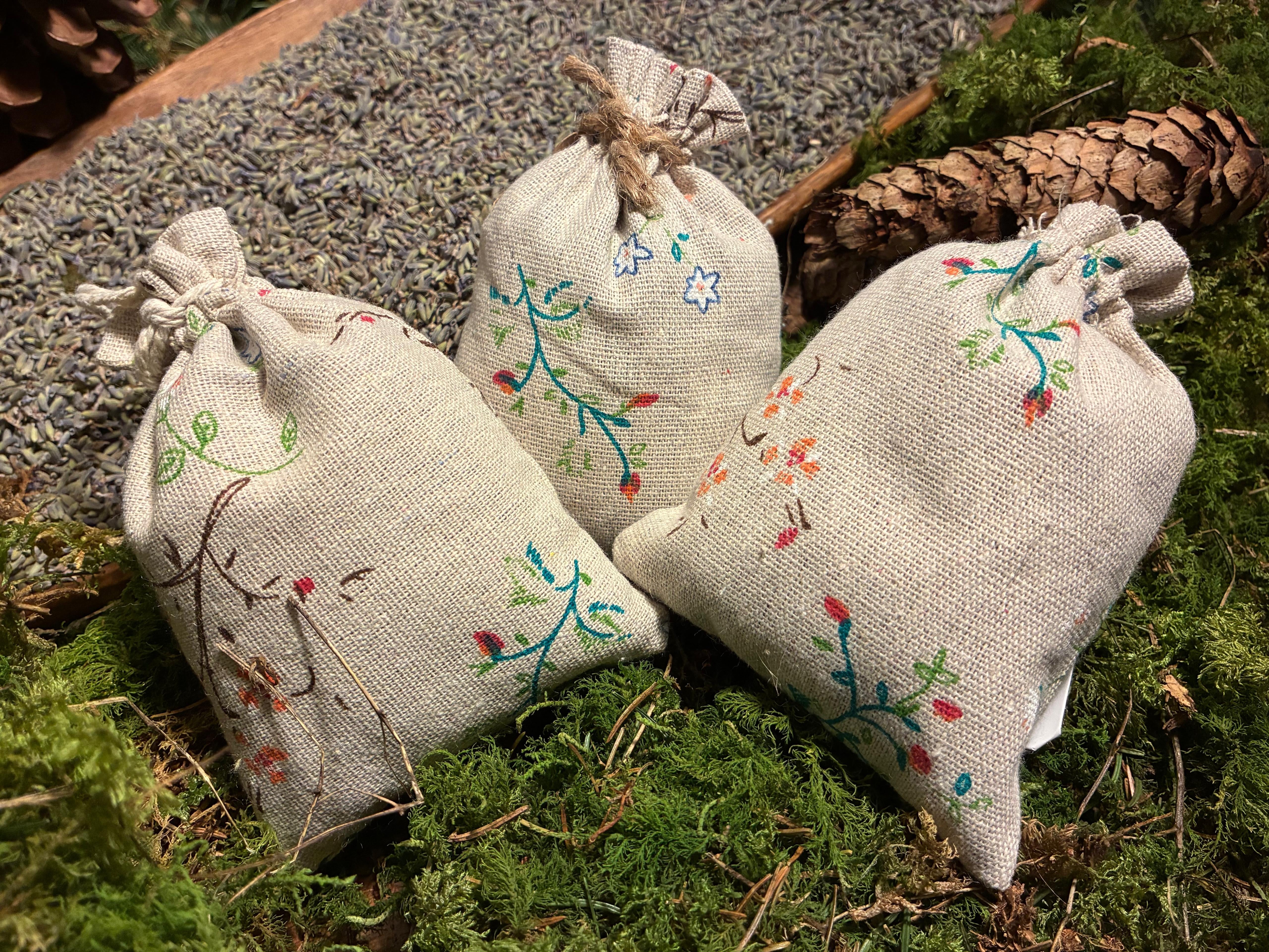 Bio Lavendelsäckchen Provence 30 g – Hellbraun mit Blumenmotiv